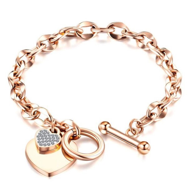 Ladies' Bracelet with Large Links H424 old rose