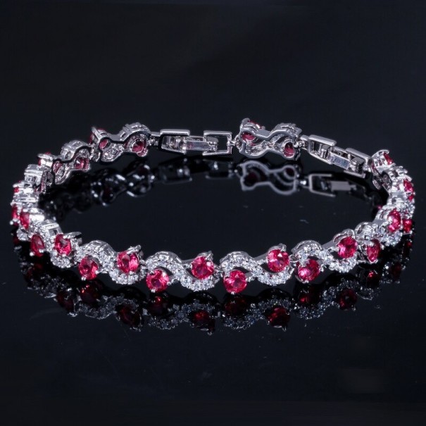 Ladies' Bracelet with Stones H90 dark pink