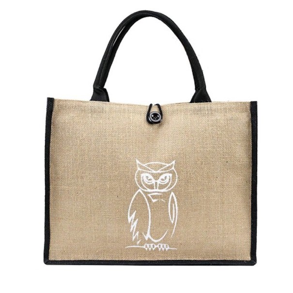 Ladies' Canvas Bag with Owl white 2