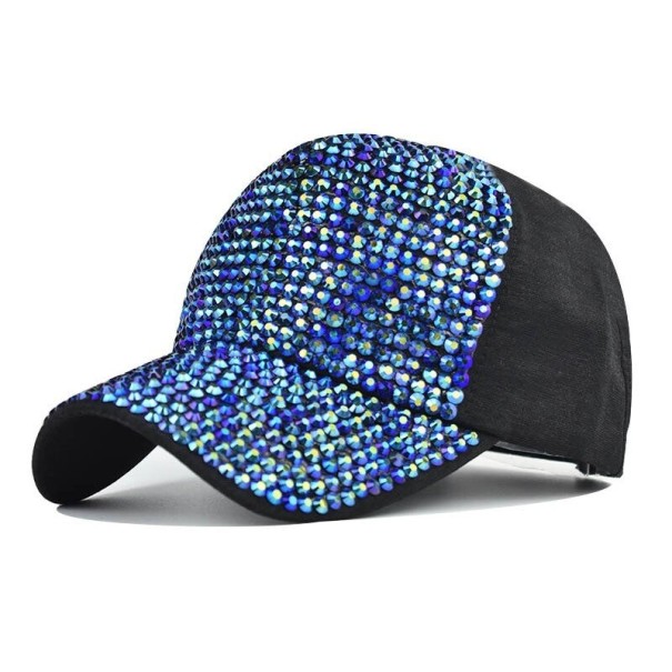 Ladies' Cap with Stones Across the Entire Front and Peak Sparkly Cotton Cap with Fabric Back Panels Head Size 56 to 60 cm 3