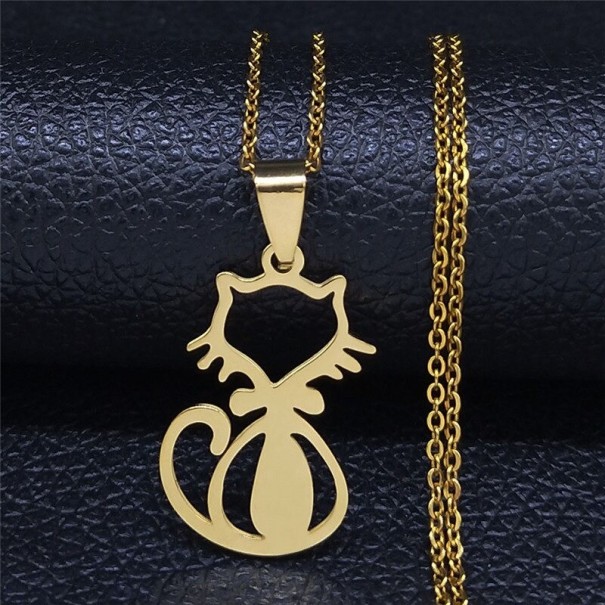 Ladies' Cat Necklace D285 gold