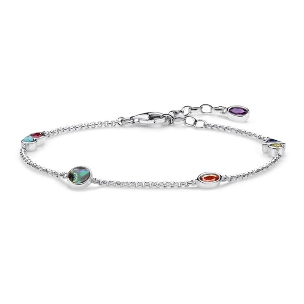 Ladies' Chain Bracelet with Coloured Stones P201 1