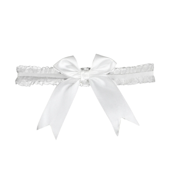 Ladies' Choker with Bow, Stretch Lace Necklace, Elastic Neckband, Delicate Accessory for Everyday and Festive Wear white