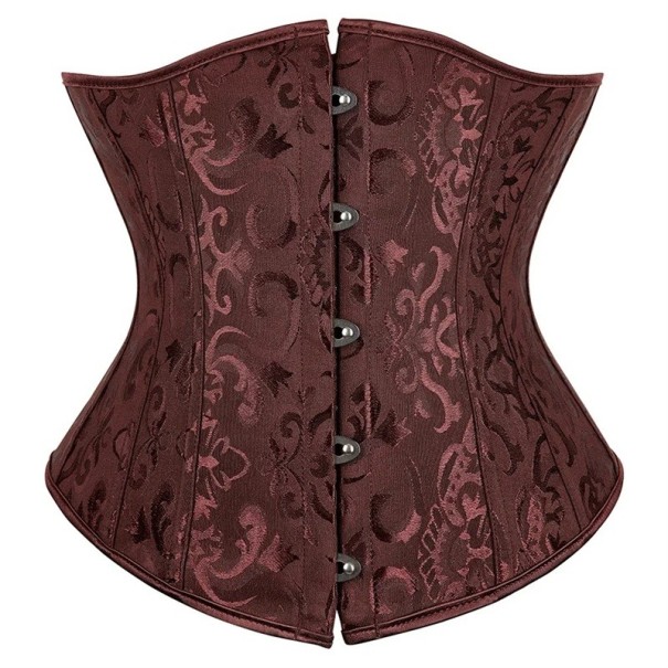 Ladies' Corset Front Fastening Back Lacing Plain with Patterns Polyester Spandex Elegant Shaping Top brown XL