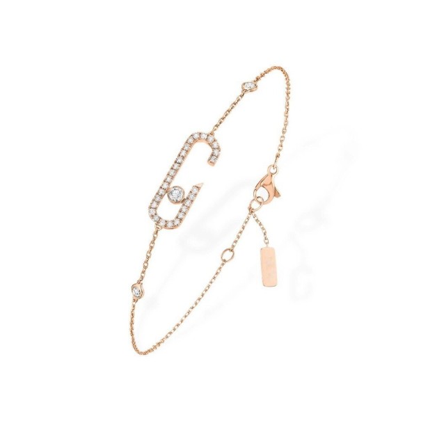 Ladies' Delicate Bracelet with Stones old rose 18 cm