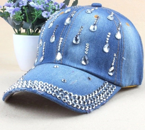 Ladies' Denim Cap with Rhinestones 1