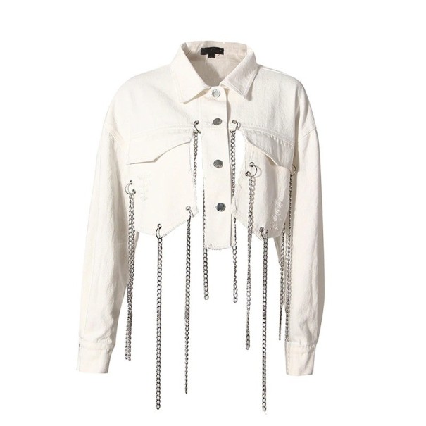 Ladies' Denim Jacket P1831 white XS