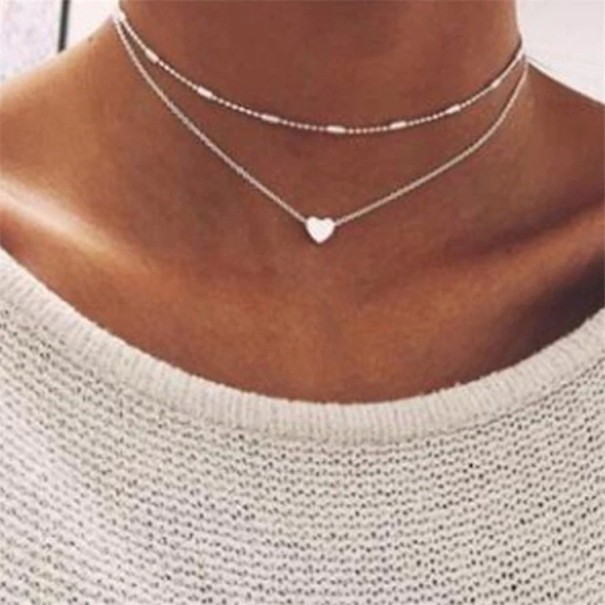 Ladies' Double Heart Necklace J126 silver