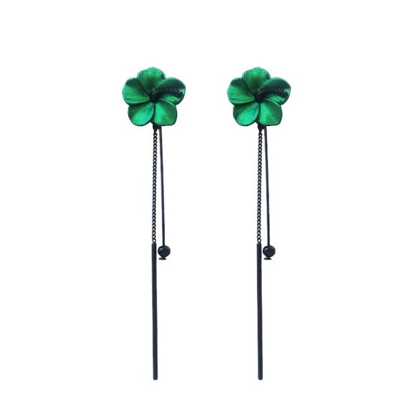Ladies' Drop Earrings Flower J143 green