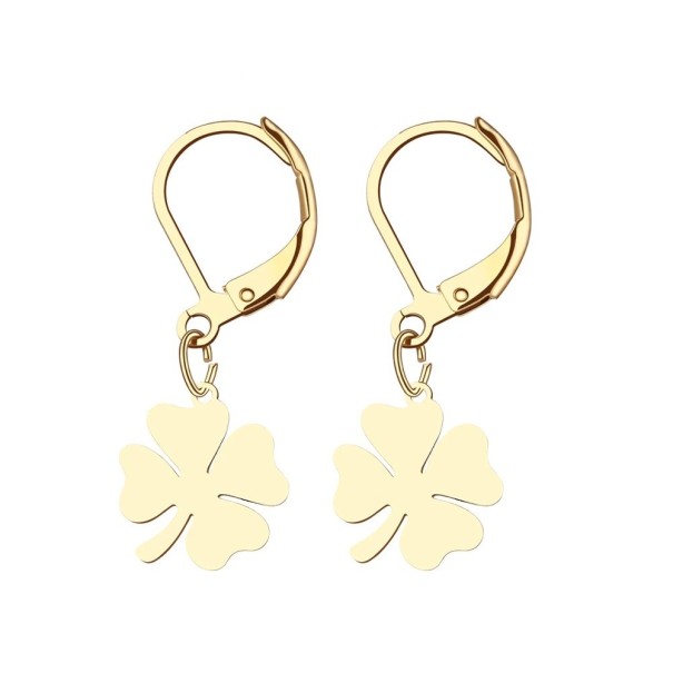 Ladies' Drop Earrings with a Four-Leaf Clover gold