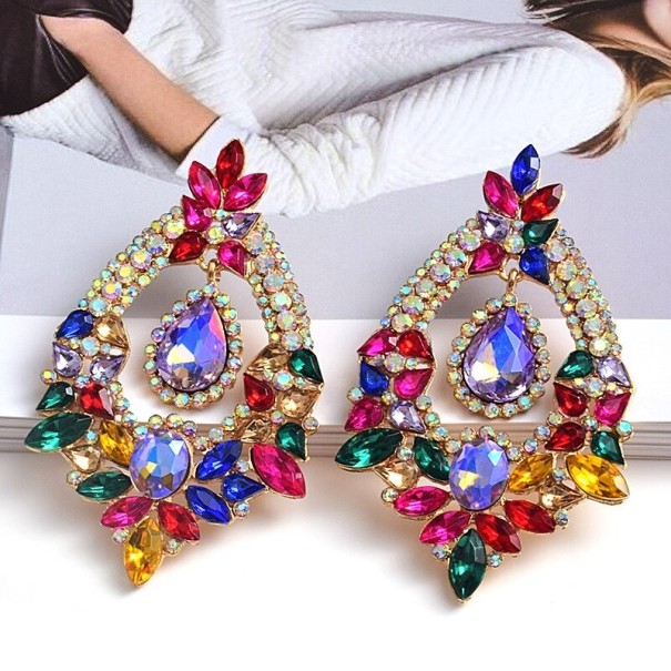 Ladies' Drop Earrings with Crystals G971 multicolour