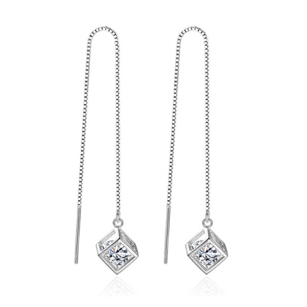 Ladies' Drop Earrings with Cube C1104 1