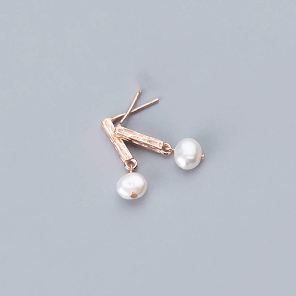 Ladies' Drop Earrings with Pearl A1844 old rose