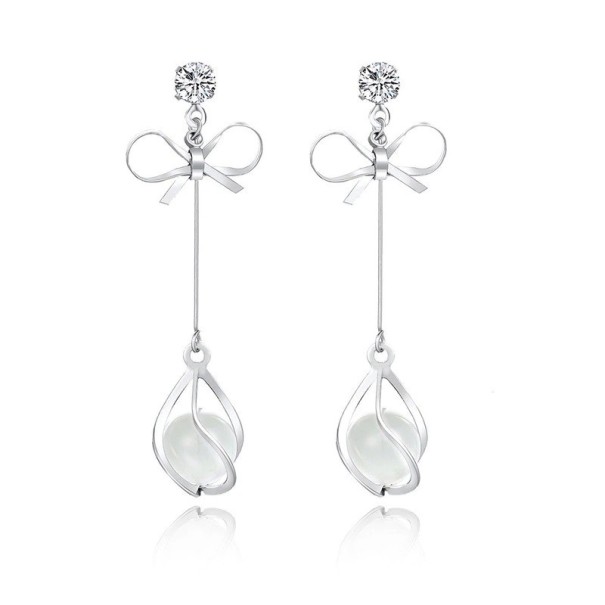Ladies' Drop Earrings with Pearl C1099 silver 1