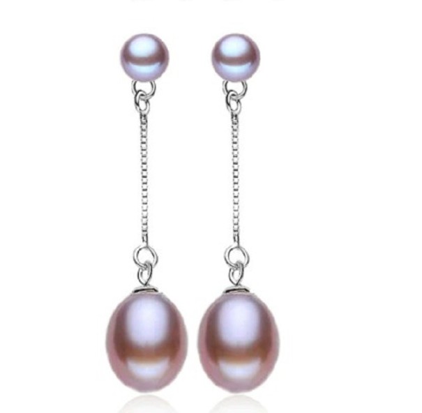 Ladies' Drop Earrings with Pearls R109 light purple