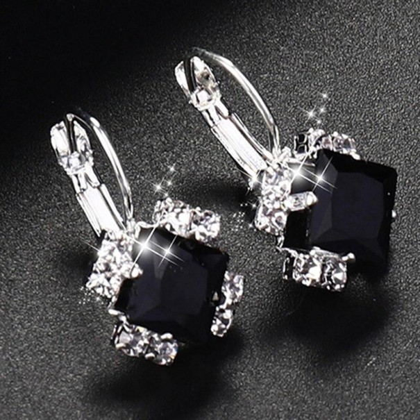 Ladies' Drop Earrings with Zirconia G1203 black