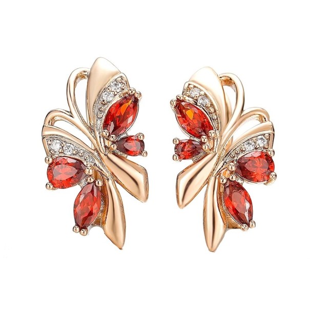 Ladies' Drop Earrings with Zirconia G682 red