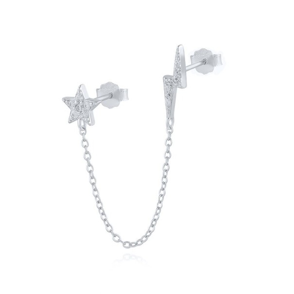 Ladies' Earrings with Lightning Bolt and Star silver
