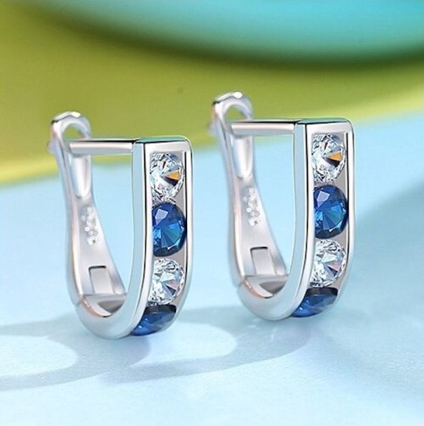 Ladies' Earrings with Stones R103 blue