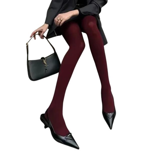 Ladies' Elastic Tights with High Waist Sheer Elegant Stockings Shaping Lingerie Fashion Accessory for Dresses wine red
