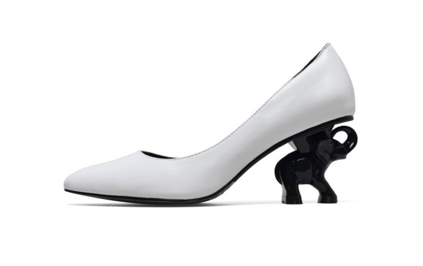 Ladies' Elephant Shaped Heeled Shoes J1128 white 37,5