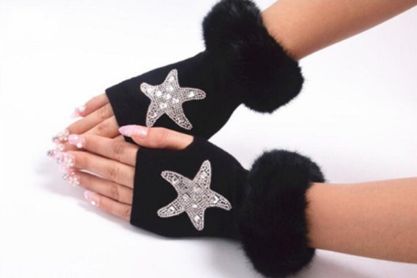 Ladies' Fingerless Gloves with Print J511 1