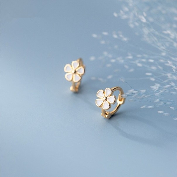 Ladies' Floral Hoop Earrings G824 gold