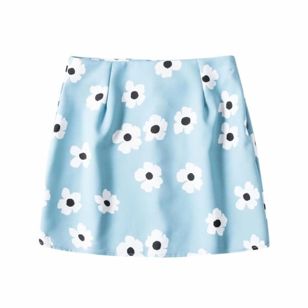 Ladies' Floral Mini Skirt G40 blue XS