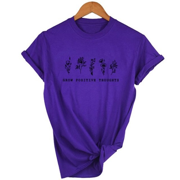 Ladies' Floral T-Shirt purple M