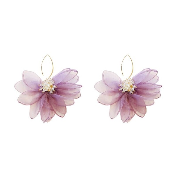 Ladies' Flower Drop Earrings G1393 purple
