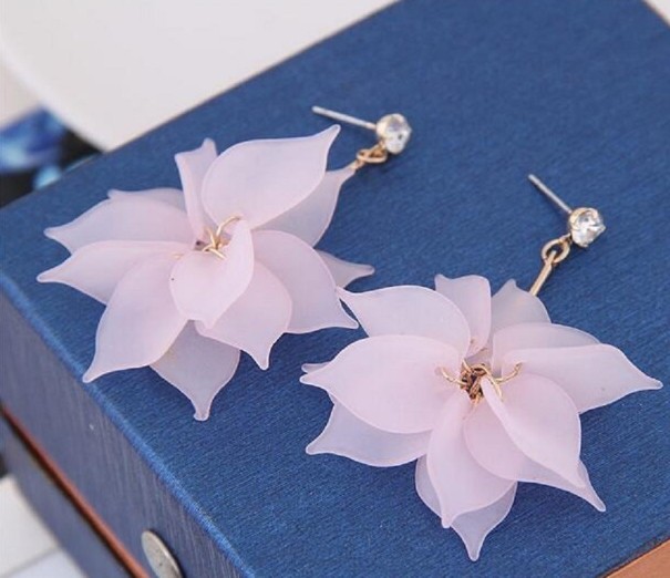 Ladies' Flower Drop Earrings G743 pink