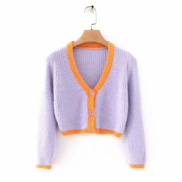 Ladies' Fluffy Sweater with Buttons G222 light purple