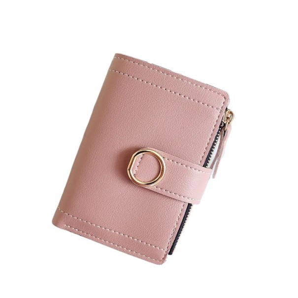Ladies' Folding Wallet 9 x 12.5 x 2 cm Buckle Fastening Zipped Pocket Quality Synthetic Leather Practical Design old rose