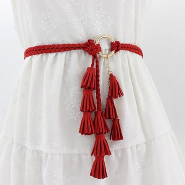 Ladies' Fringed Belt red