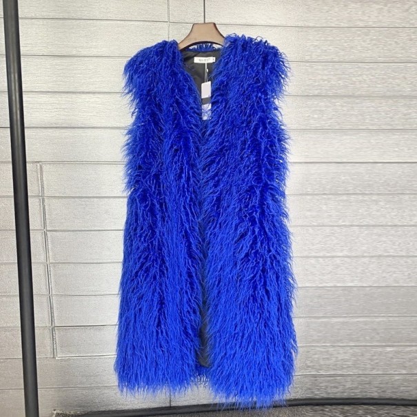 Ladies' Fur Coat P2323 blue S