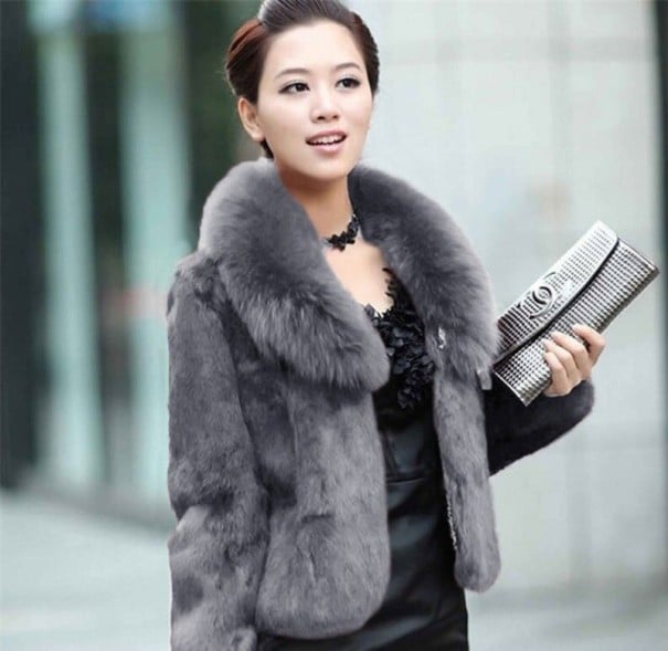 Ladies' Fur Coat P2379 grey XS
