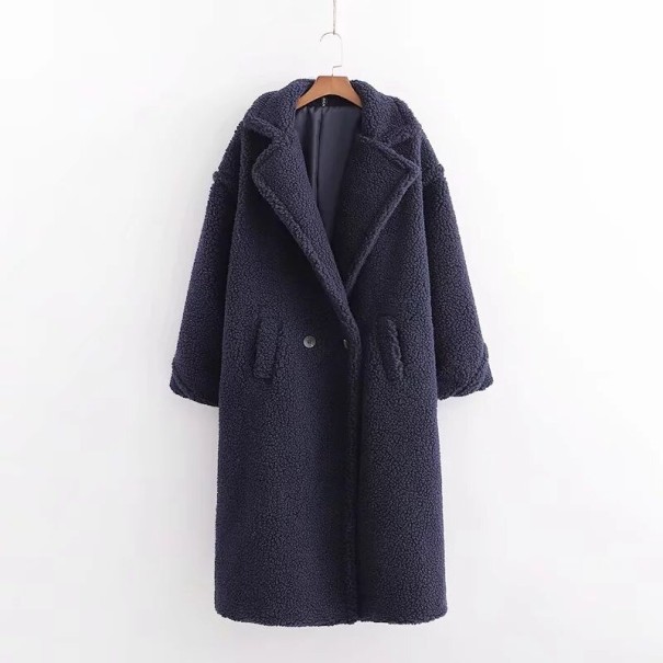 Ladies' Furry Coat A1875 dark blue M