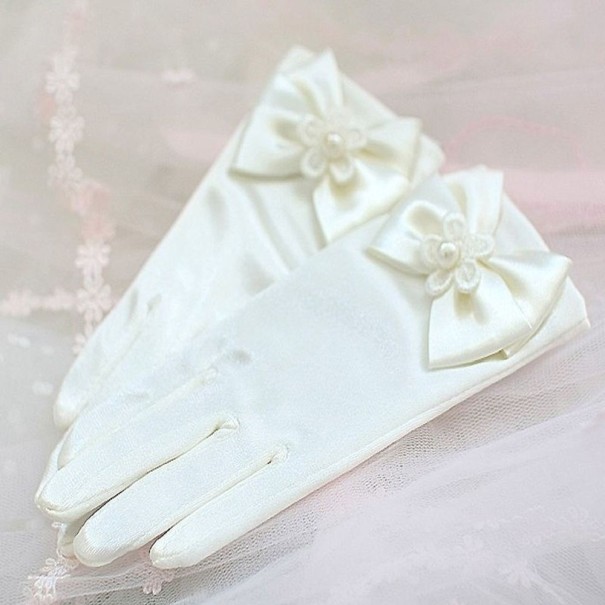 Ladies' Gloves with Bow A2 ivory