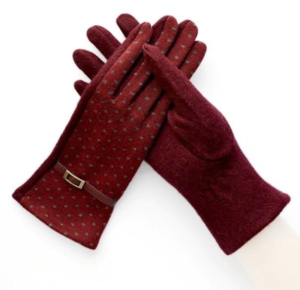 Ladies' Gloves with Buckle J2832 red