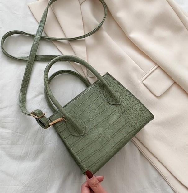 Ladies' Handbag with Crocodile Skin Pattern M756 olive