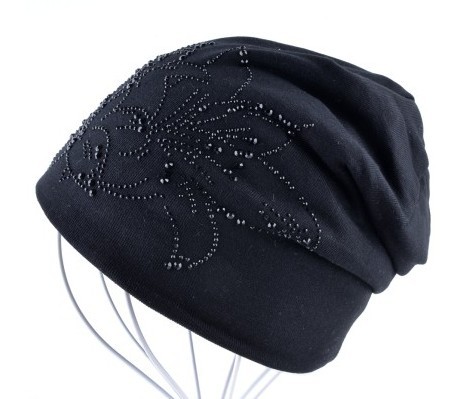 Ladies' Hat with Flowers J2320 black