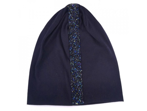 Ladies' Hat with Sparkling Stones dark blue