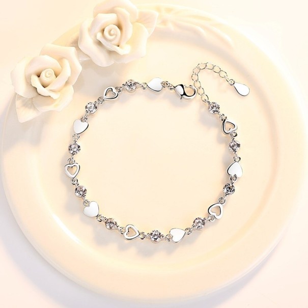 Ladies' Heart and Stone Bracelet silver