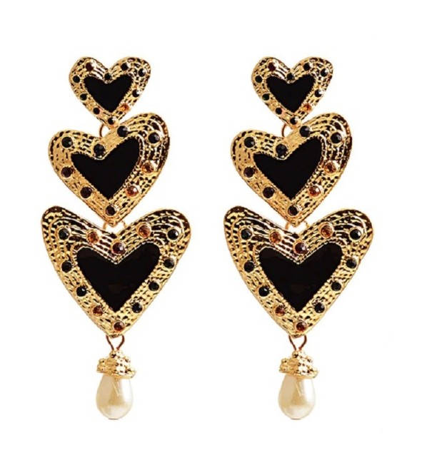 Ladies' Heart Drop Earrings G924 black