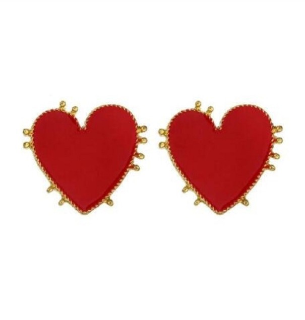 Ladies' Heart Earrings G535 red 2