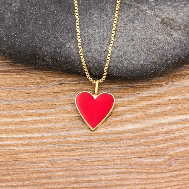 Ladies' Heart Necklace D171 red