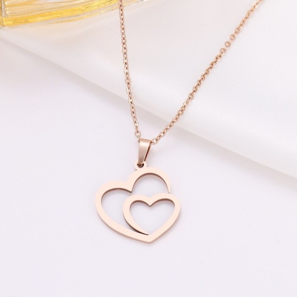 Ladies' Heart Necklace D196 old rose