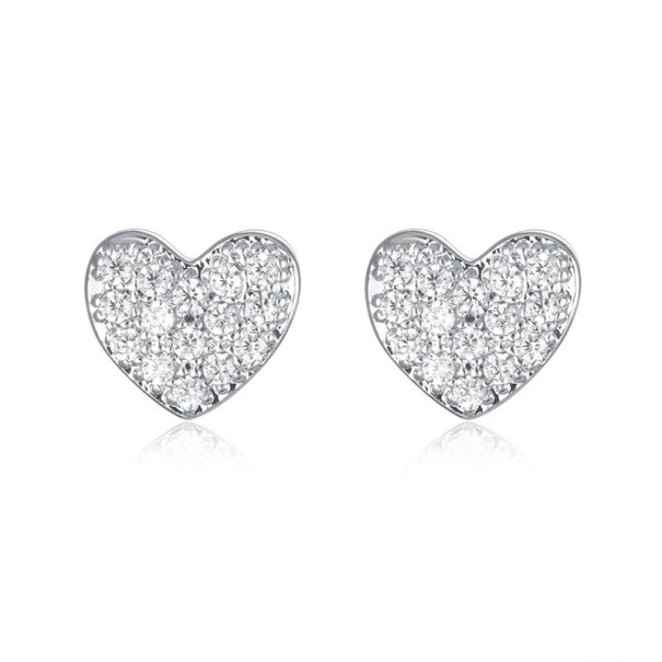 Ladies' Heart Stud Earrings with Zirconia G124 1