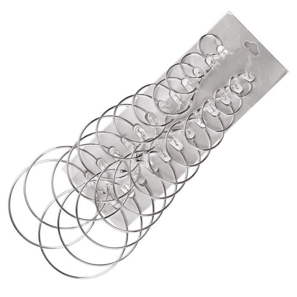 Ladies' Hoop Earrings 12 Pairs silver