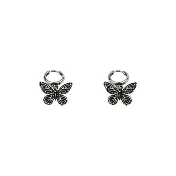 Ladies' Hoop Earrings with Butterfly Pendant G572 1